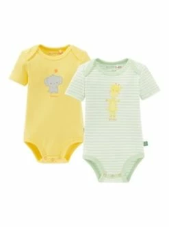 Neu 👍 Bekleidung Bornino 2er-Pack Bodys Kurzarm Elefant Giraffe In Gelb Günstig Kaufen 🔔