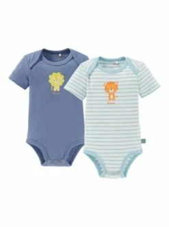Blitzangebot 🤩 Bekleidung Bornino 2er-Pack Bodys Kurzarm Löwe Tiger In Blau Günstig Kaufen 🔔
