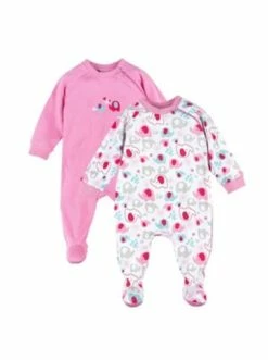 Angebote ✔️ Bekleidung Bornino 2er-Pack Schlafoveralls Elefant In Rosa Günstig Kaufen 🤩