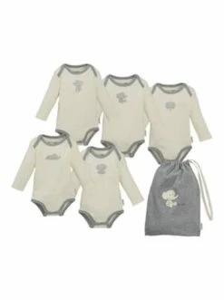 Rabatt 🔥 Bekleidung Bornino 5er-Pack Bodys Langarm Mit Stoffbeutel Elefant In Natur Günstig Kaufen ⌛
